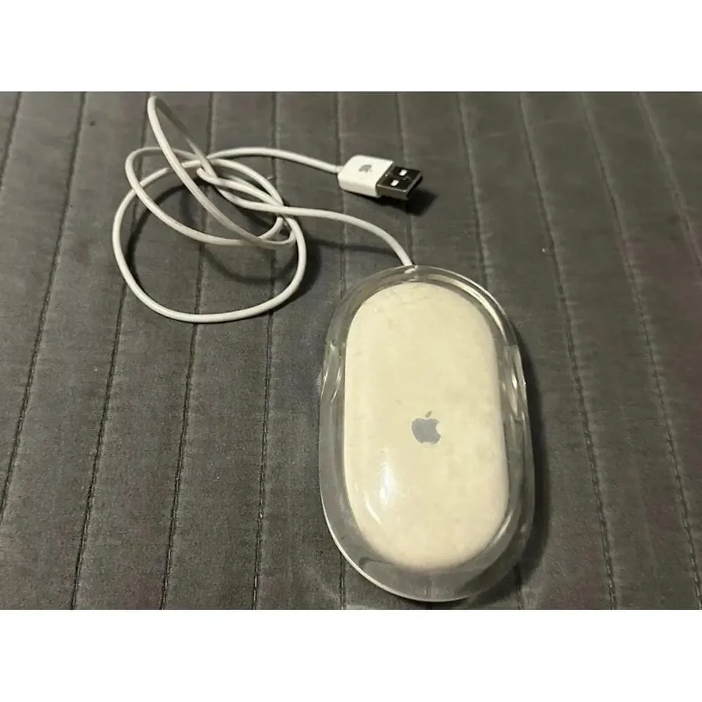 Vintage Original Apple Optical Pro Mouse ~ White/Clear USB Wired M5769